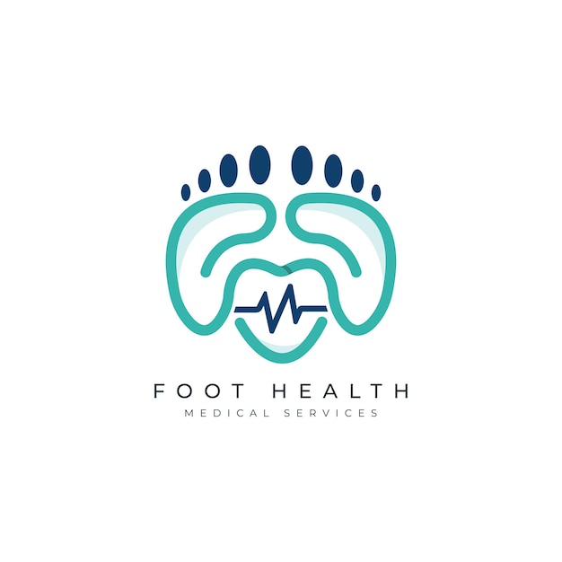 Vector healthy foot logo design template feet medical care healthcare minimal line art concept