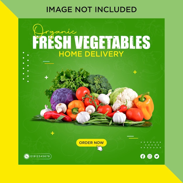 Healthy fresh grocery vegetable social media post promotion template - modern instagram post design