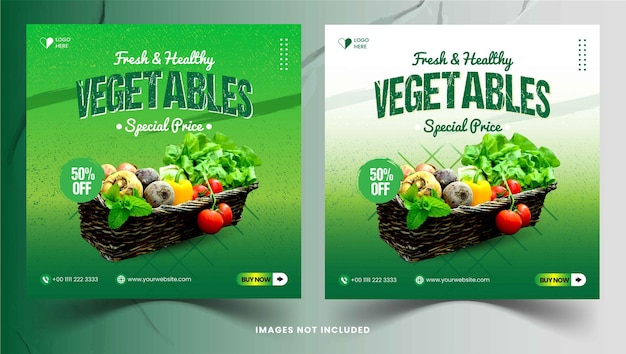 Healthy Fresh grocery vegetable social media post promotion template