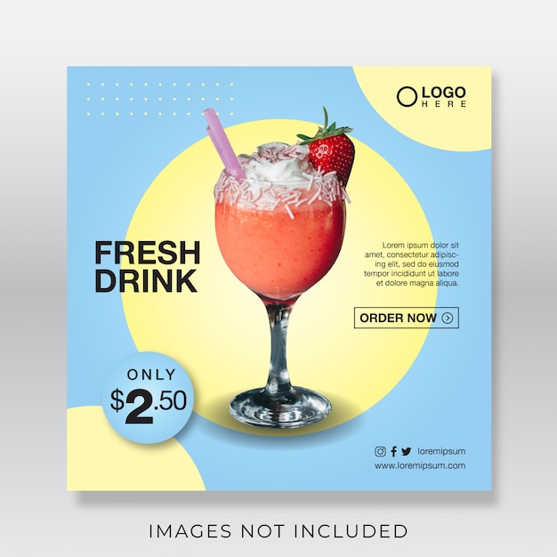 Vector healthy fresh juice drink banner for social media post template