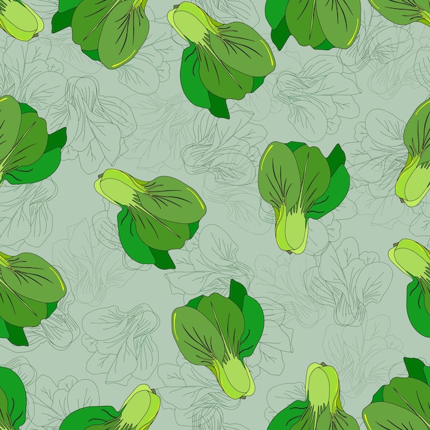 healthy and fresh mustard greens seamless pattern