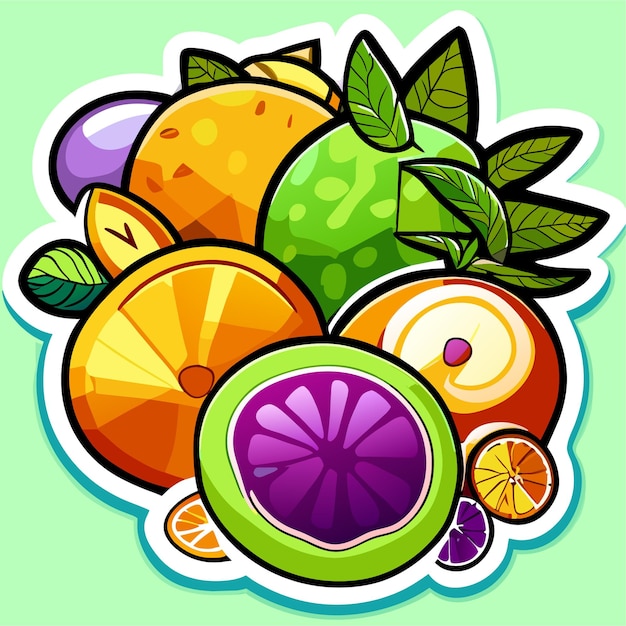 Healthy fruit sticker set illustration