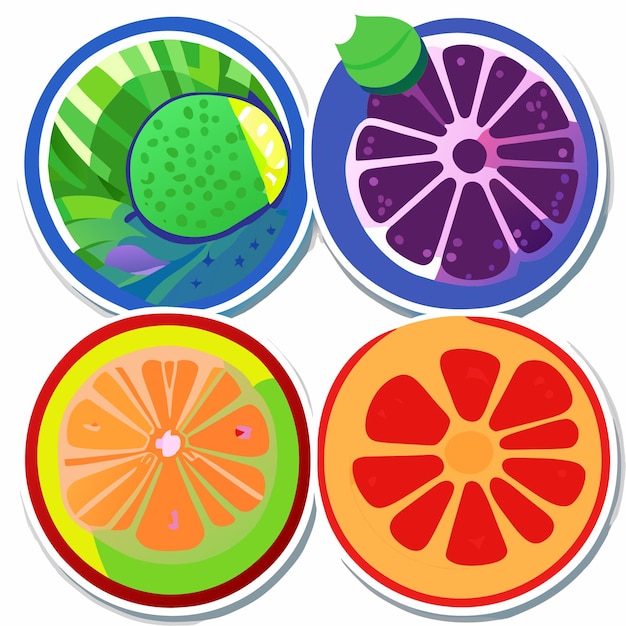 Vector healthy fruit sticker set illustration