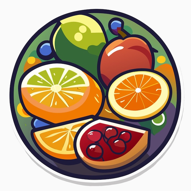 Иллюстрация набора наклеек со здоровыми фруктами