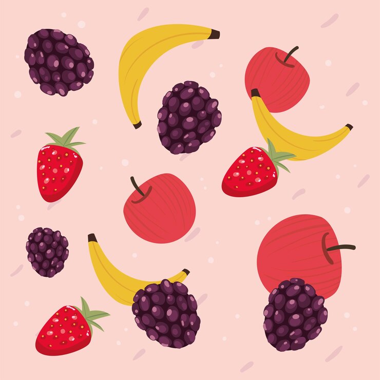 Vector healthy fruits card