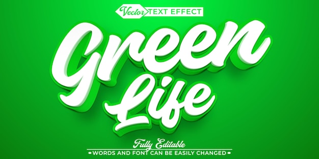 Healthy Green Life Vector bewerkbare tekst-effect sjabloon
