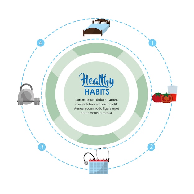 Healthy habits lifestyle round infographic