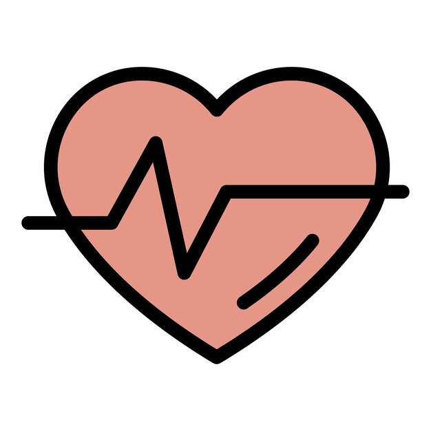 Vector healthy heart rate icon outline healthy heart rate vector icon color flat isolated