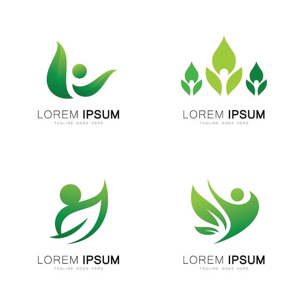 Healthy Human character vector logo template illustration Ecological and biological product concept sign