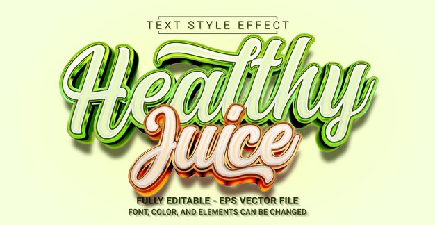 Vector healthy juice text style effect editable graphic text template