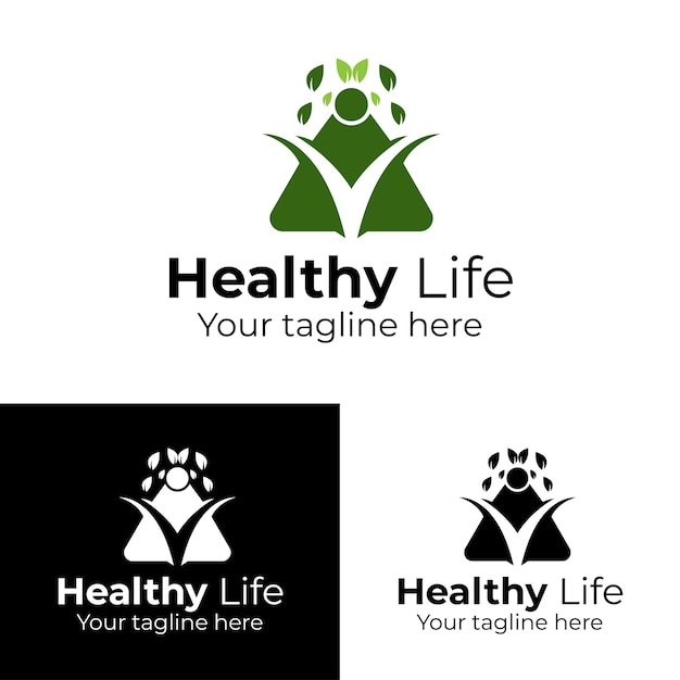 Healthy life company logo design template