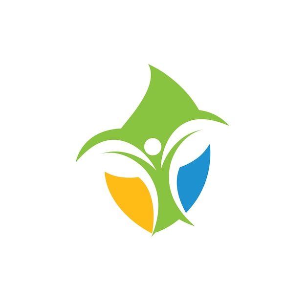 Healthy life people leaf logo vector icon concept