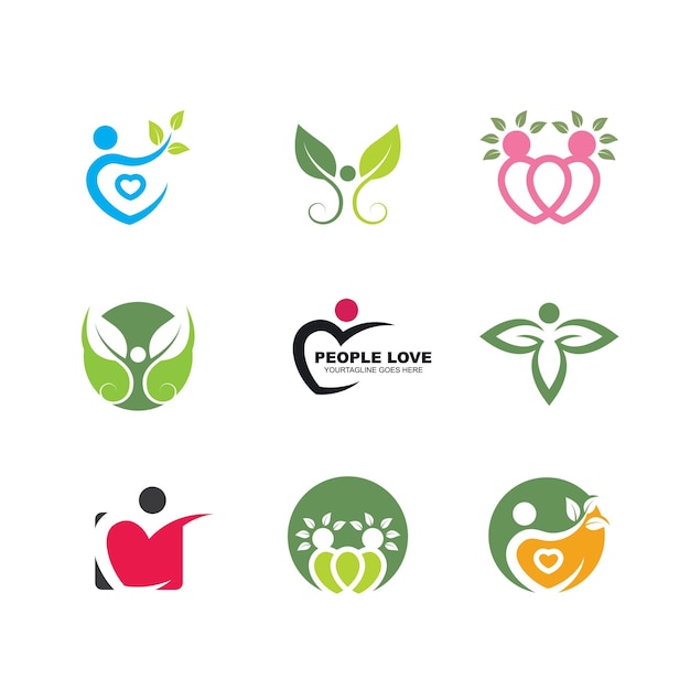 Healthy Life people leaf vector icon concept