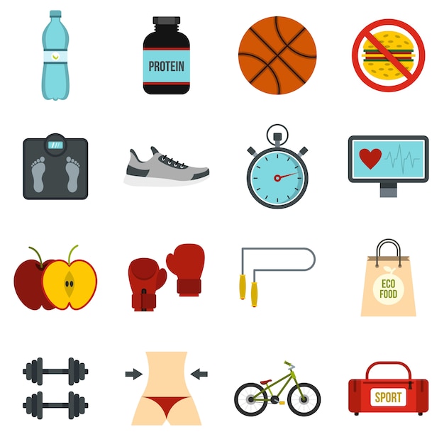 Vector healthy life set flat icons