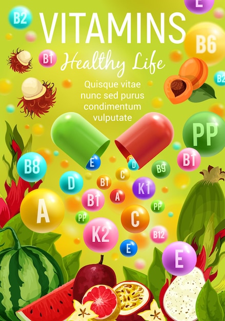 건강한 생활 비건 음식과 종합 비타민