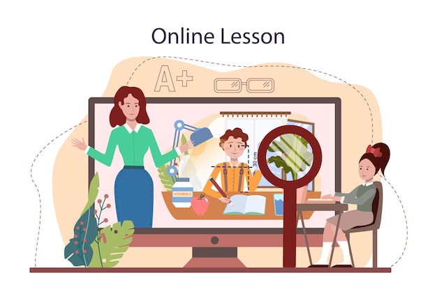 Healthy lifestyle class online service or platform. idea of
life safety and health care education. diet, sport and first aid.
online lesson. flat vector illustration