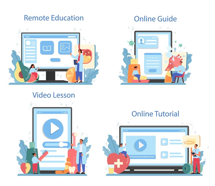 Vector healthy lifestyle class online service or platform set