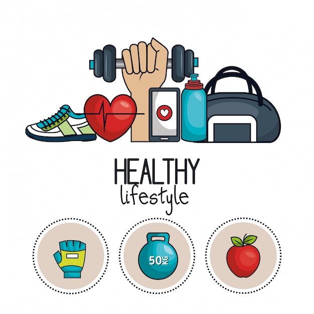 Healthy lifestyle concept icons sport design