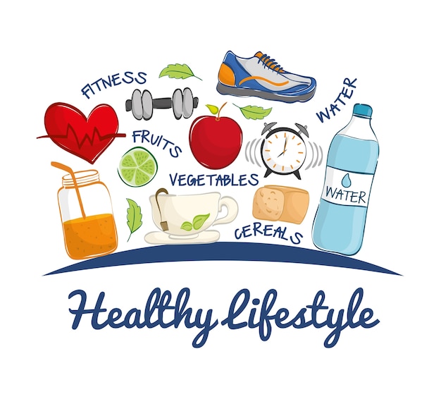 Vector healthy lifestyle concept with icon design, vector illustration 10 eps graphic.