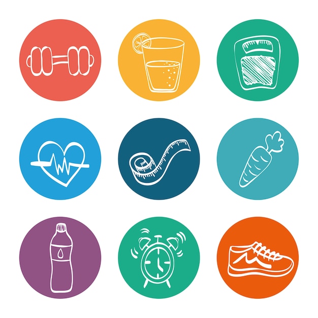 Vector healthy lifestyle icon concept with icon design