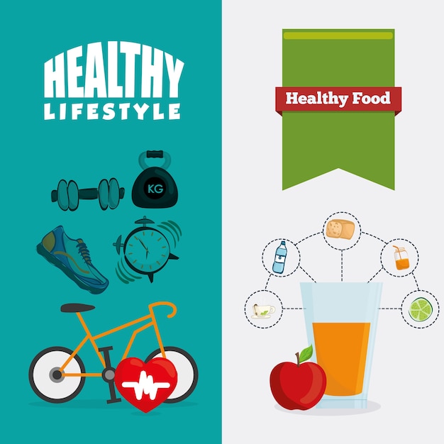 Vector healthy lifestyle icon set design