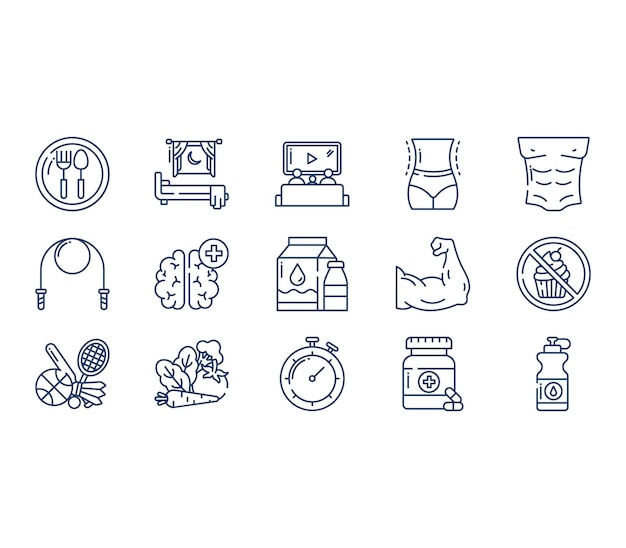 Healthy lifestyle icon set