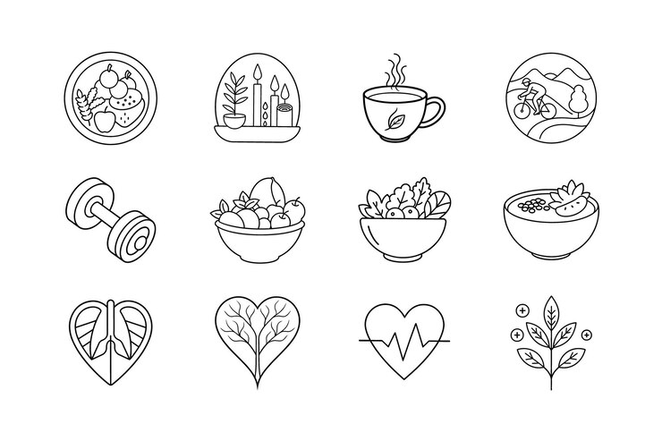 Vector healthy lifestyle icons