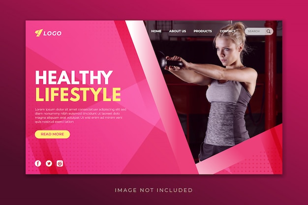 Healthy lifestyle landing page template