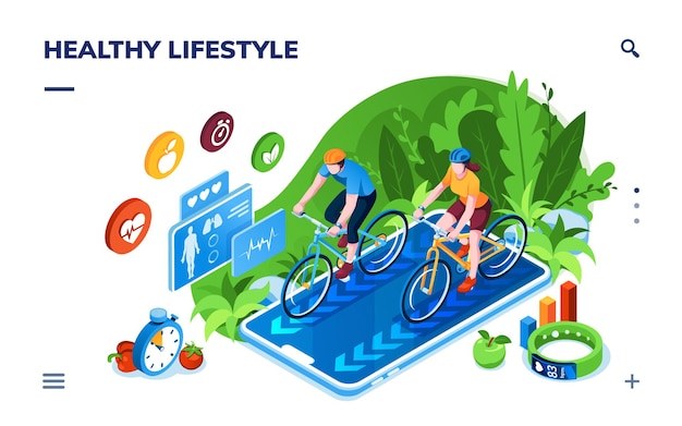 Здоровый образ жизни или спортивные тренировки, онлайн-фитнес-трекер, экран изометрического приложения для отслеживания здоровья спортсмена.