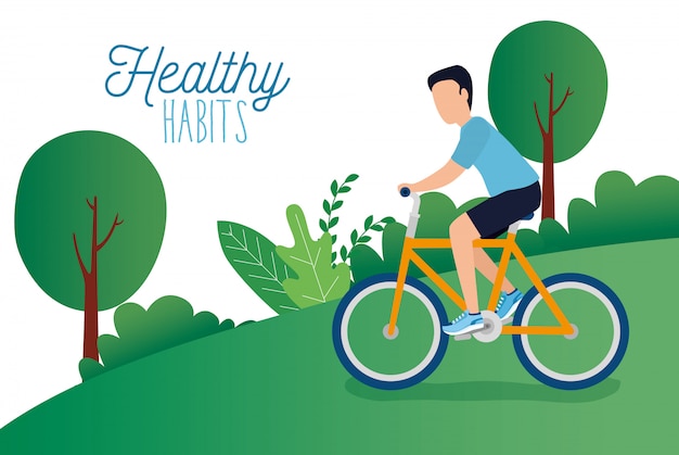 Healthy lifestyle poster with athlete in park 