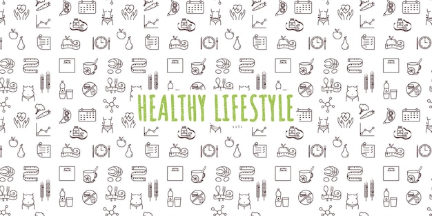 Healthy lifestyle seamless pattern