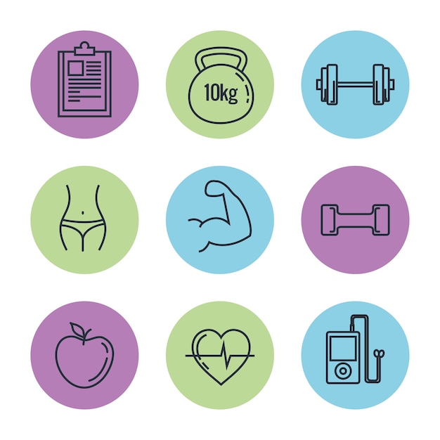 healthy lifestyle set icons