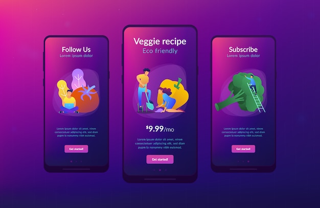 Vector healthy lifestyle ui ux app interface template.