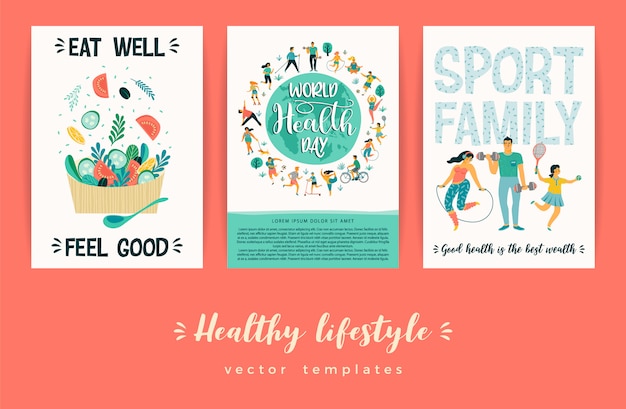 Healthy lifestyle vector templates.