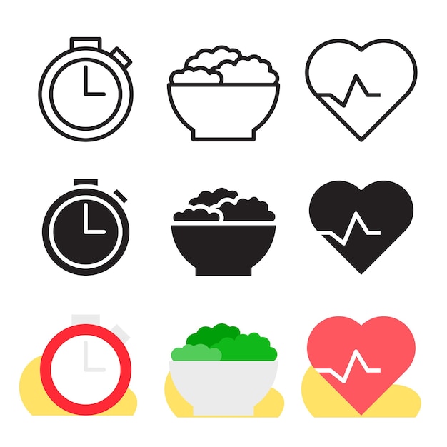 healthy living icon collection with three versions