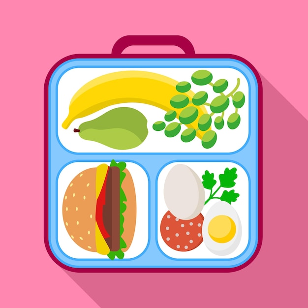 Icona del sacchetto per il pranzo sano illustrazione piatta dell'icona vettoriale del sacchetto per il pranzo sano per il web design