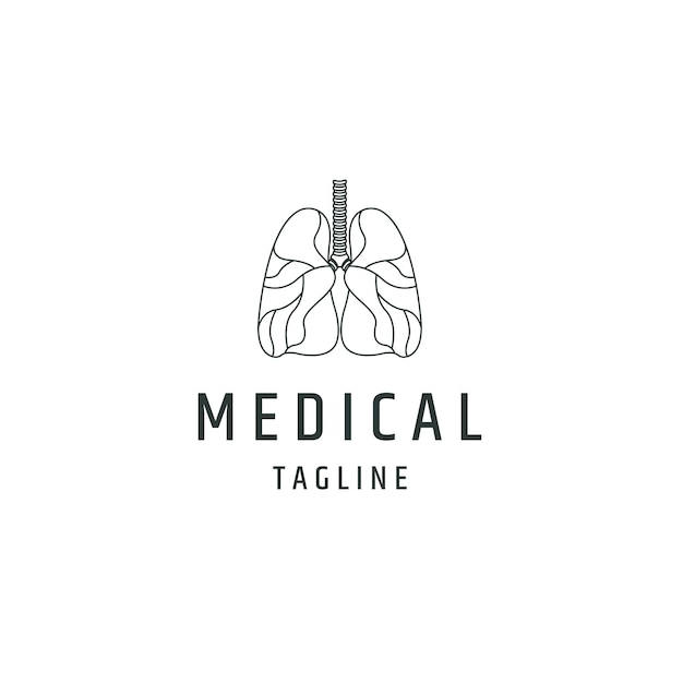 Illustrazione piana di vettore del modello di progettazione dell'icona del logo medico dei polmoni sani