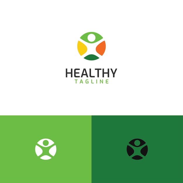 Healthy man logo design template Circle and man concept