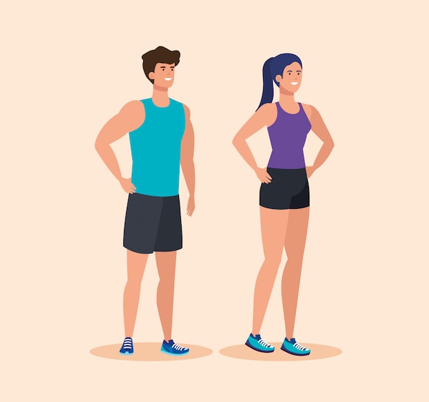 Healthy man and woman to sport activity