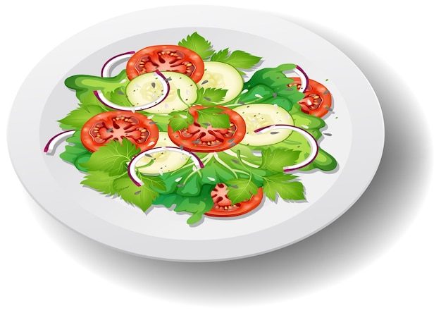 Vector healthy meal with fresh vegetable salad bowl