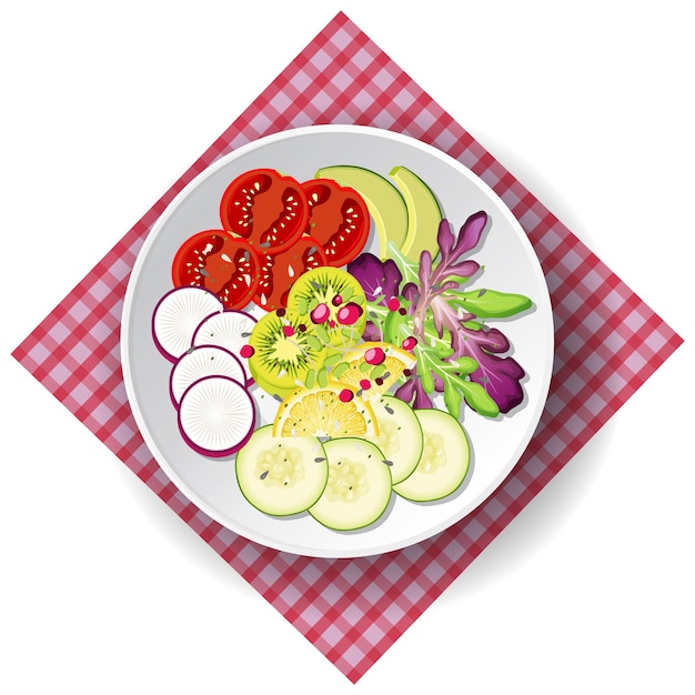 Healthy meal with fresh vegetable salad bowl