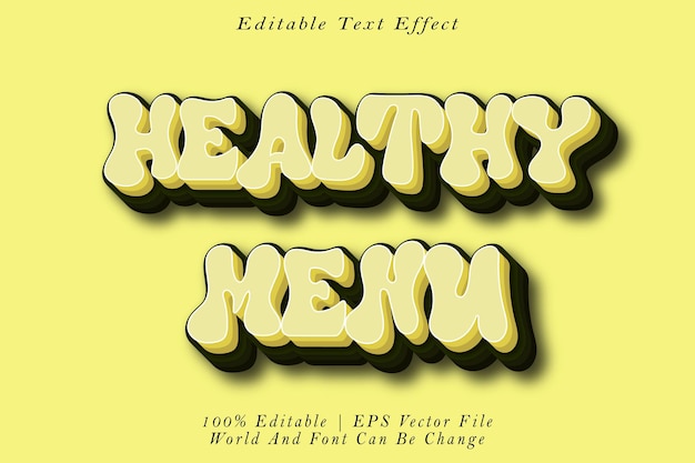 Healthy Menu Editable Text Effect 3D Emboss Cartoon Style