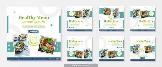 Healthy menu food promotion sale social media post collection design