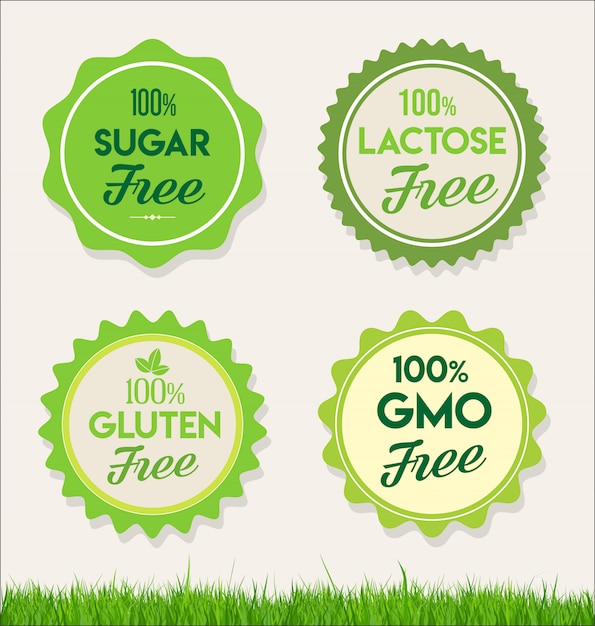 Healthy natural food labels organic tags