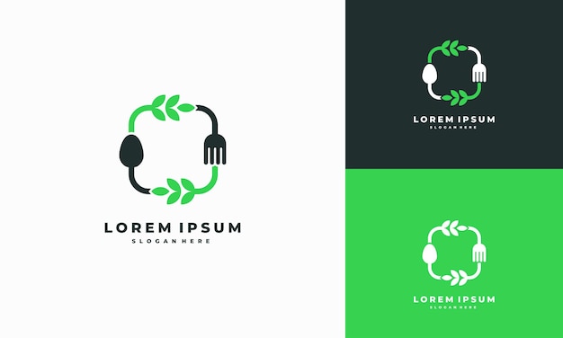 Healthy nature food logo designs concept vector, vegetarian food symbol creative logo