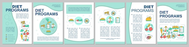 벡터 건강한 영양 브로셔 템플릿 다이어트 프로그램 전단지 책자 전단지 인쇄 디자인 음식 준비 유기농 재료 잡지 연례 보고서 광고 포스터에 대한 벡터 페이지 레이아웃