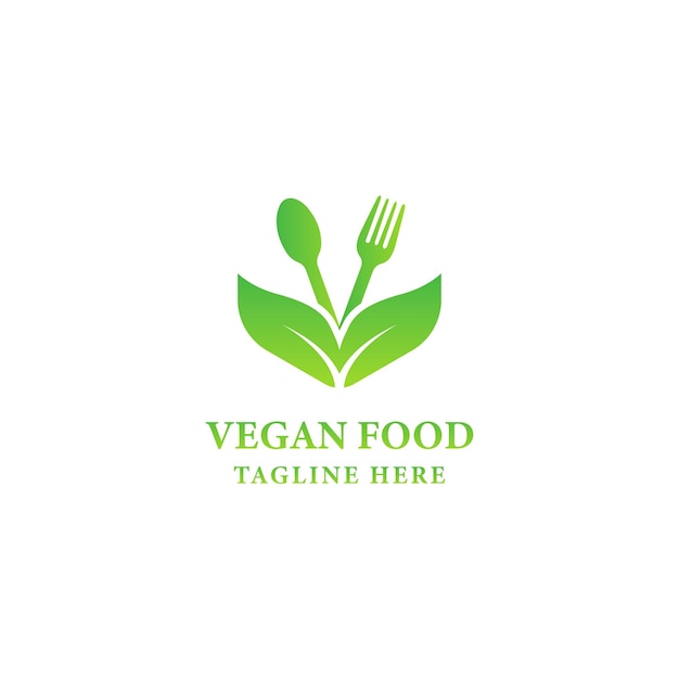 健康的有機生態素食食物標誌設計向量模板