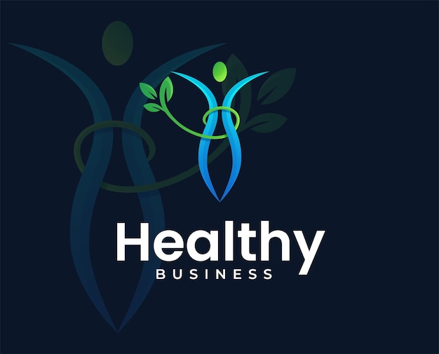 Healthy People Leaf Logo Design