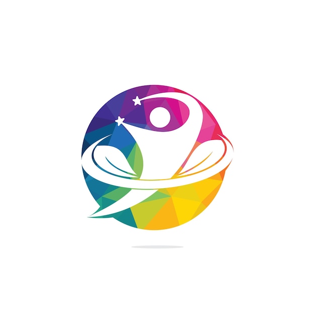Healthy people logo design. Human life logo icon of abstract people leaves vector.
