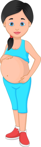 흰색 배경에 고립 된 건강한 임신 한 여자